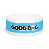 Dog Bowl - "Good Dog" Blue Patterned Ceramic Pet Bowl