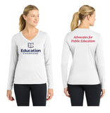 Education Champions Ladies Long Sleeve Performance V-neck