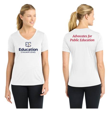 Education Champions Ladies Short Sleeve Performance V-neck