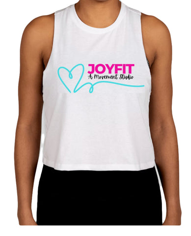 JoyFit White Cotton Crop Top Tank